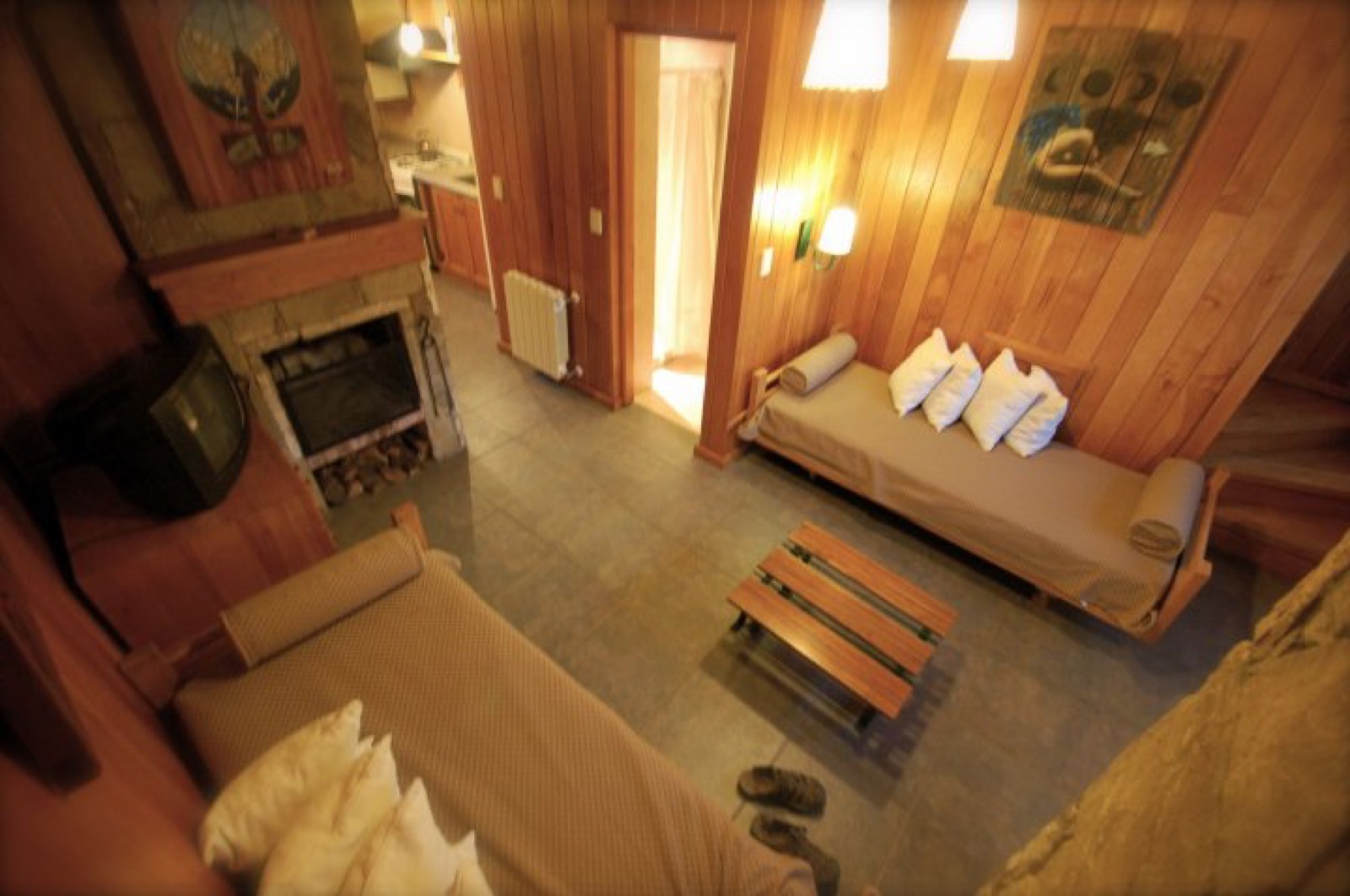 Sala de estar de una cabaña